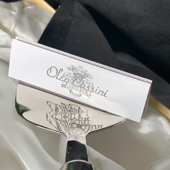 NIB Oleg Cassini cake knife and server with hematite stone filled handles - Picture 12 of 14